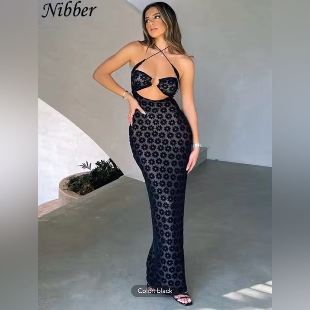 Floral Cutout Mesh Dress